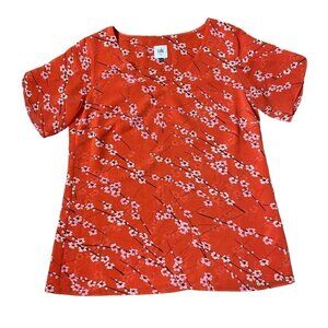 CAbi Blouse Cherry Blossom Floral Chiffon Split Sleeve Flowy Top 5712